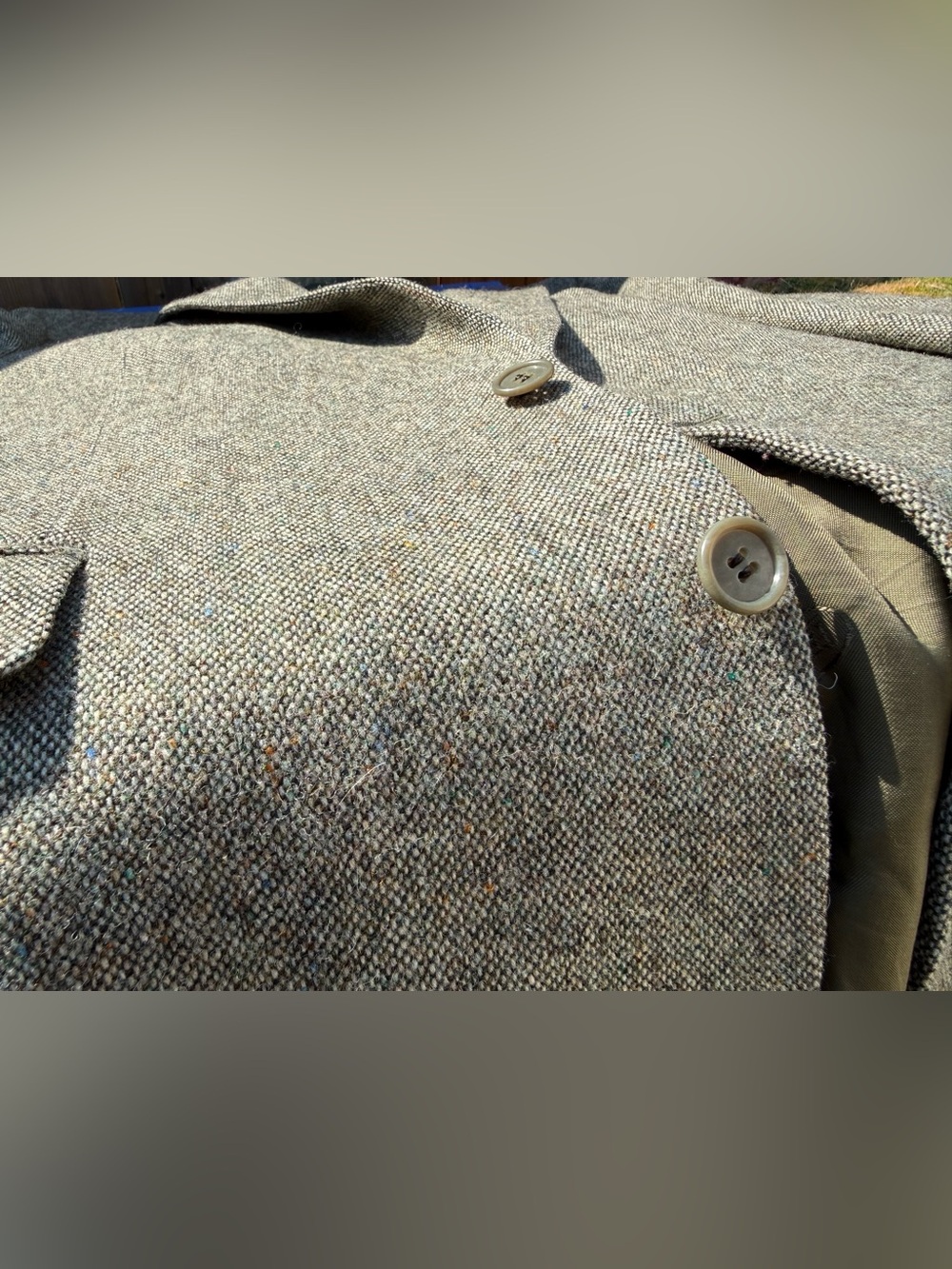 Magee Vintage Donegal Tweed Blazer Jacket Mens 46R Pure Wool Ireland Brown Gray